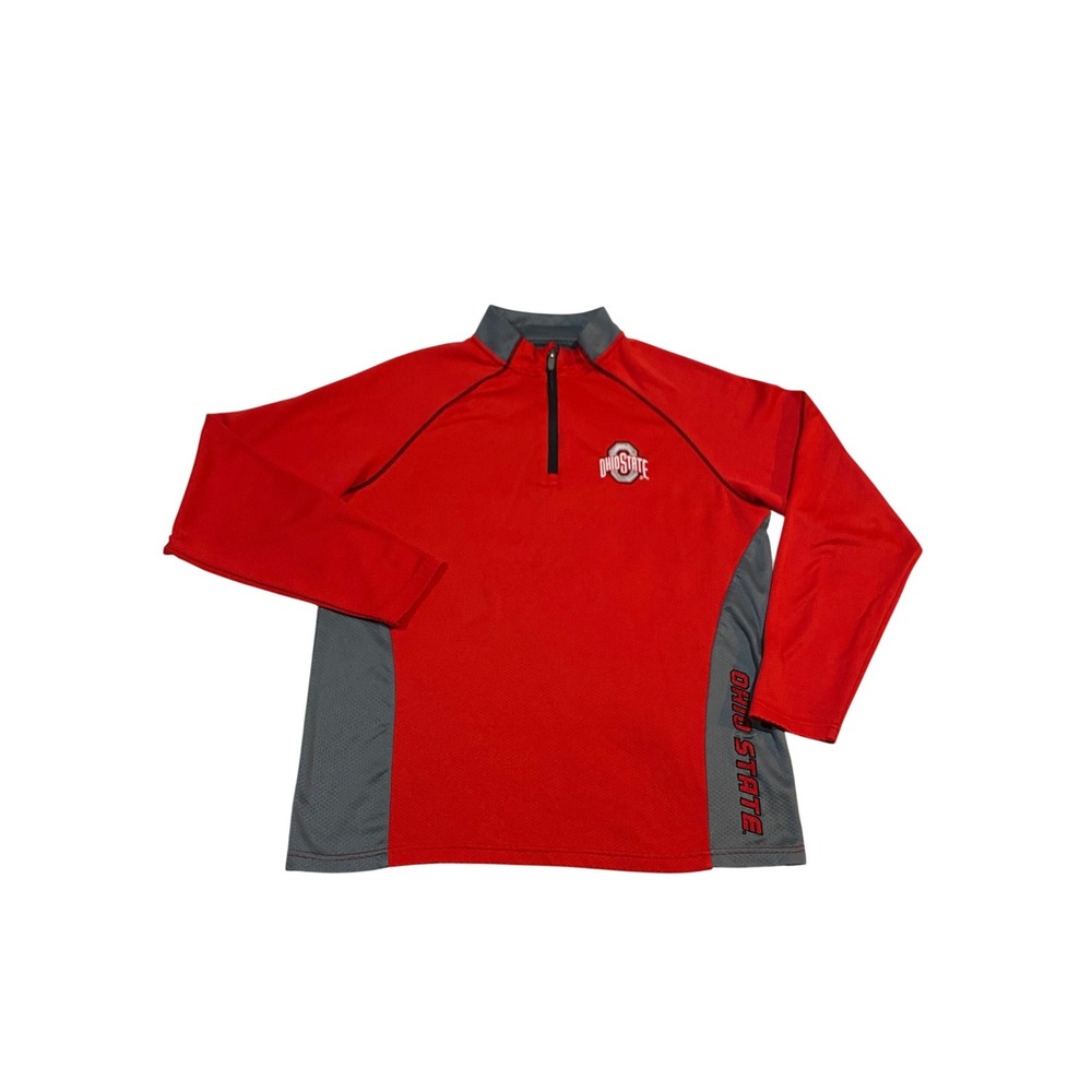 Scarlet & Gray Mens Ohio State Buckeyes Quarter Zip Pullover Red Gray Large